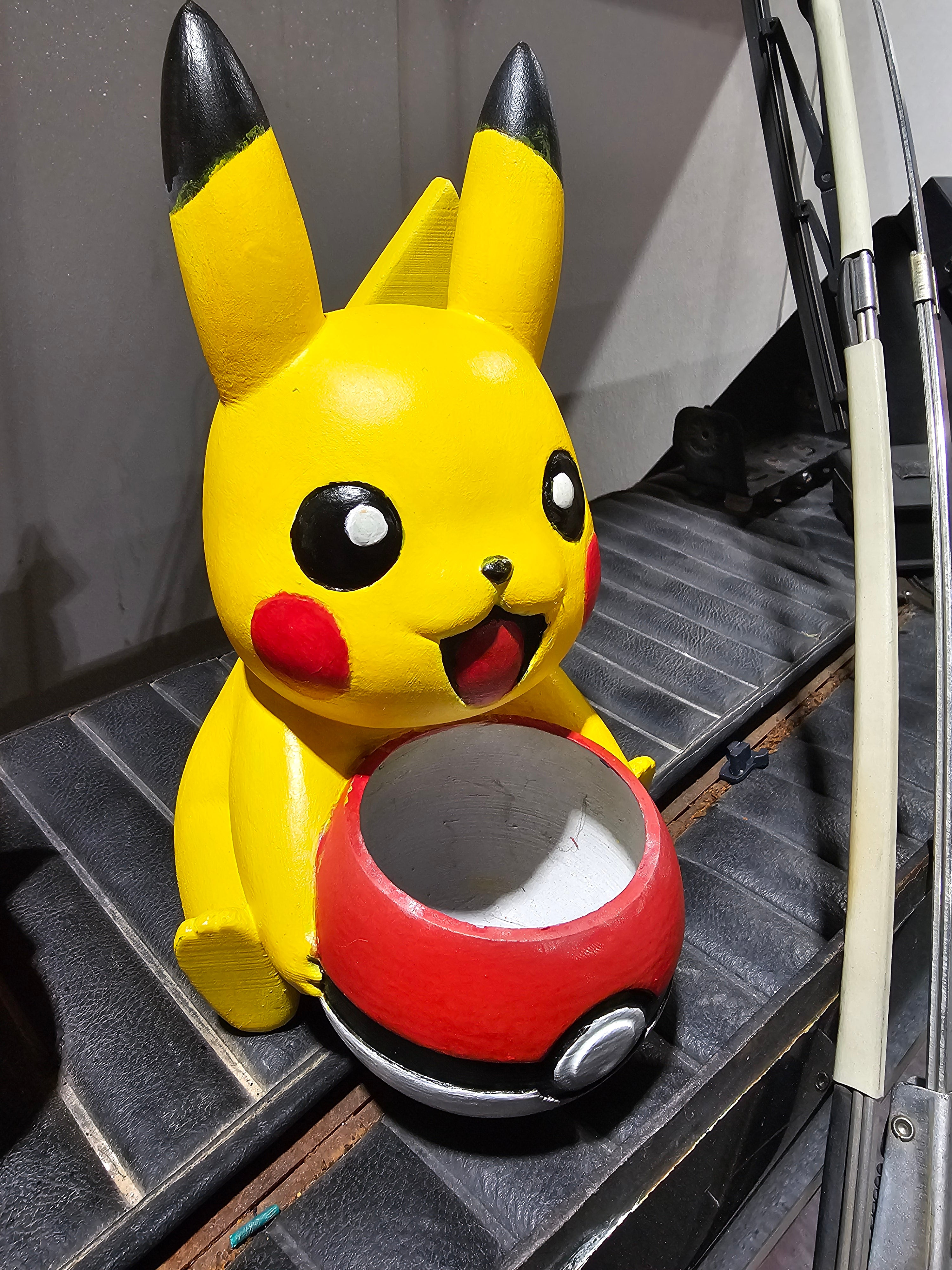 Hand-Painted Pikachu Poké Ball Planter | 3D Printed Pokémon Succulent Pot | Desk & Shelf Decor