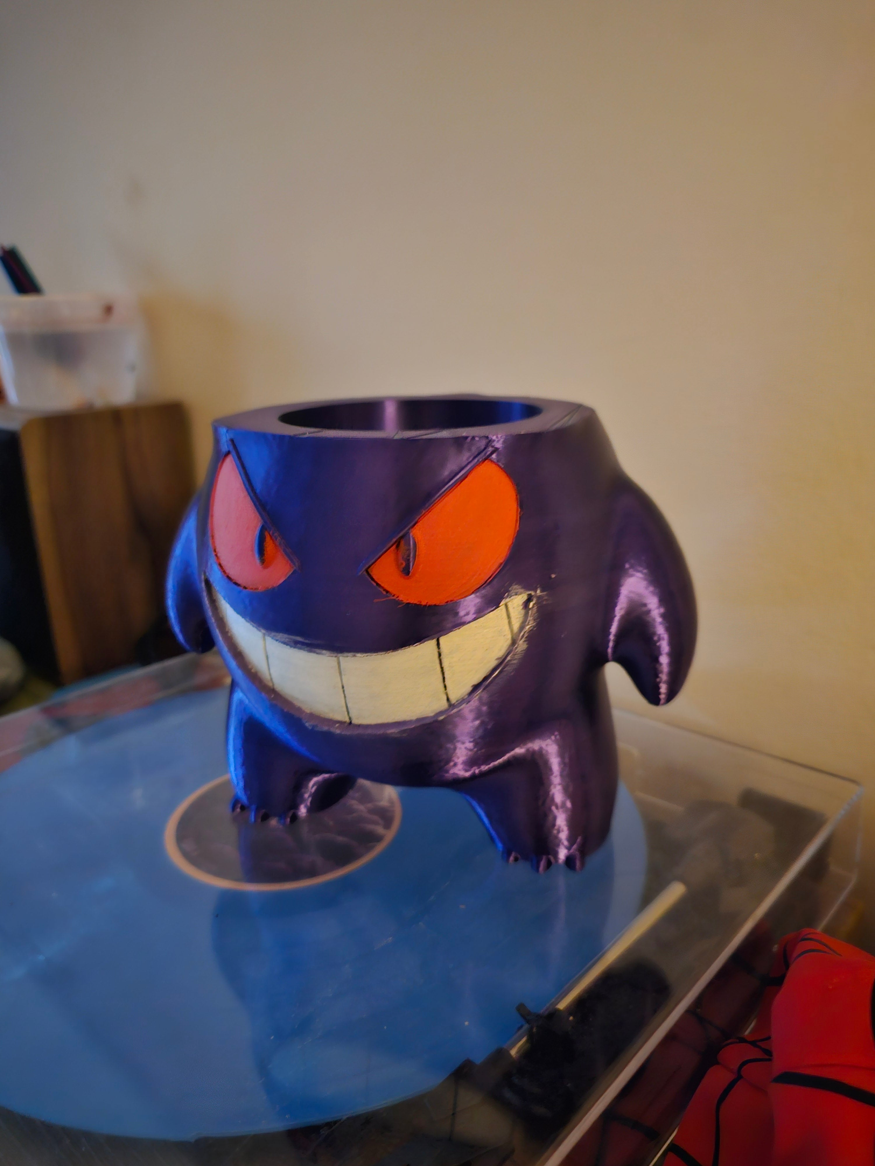 Gengar Glow-in-the-Dark Planter | 3D Printed Pokémon-Inspired Plant Pot